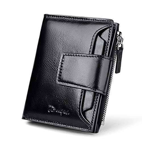 DEELFEL Men Bifold Wallets RFID Blocking Genuine Leather Unique Card Cash Wallets For Businessmen