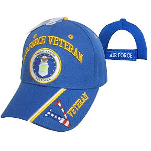 U.S. 에어 포스 재향군인 V 로얄 블루 Vet 엠블렘, 앰블럼 자수 캡 모자 593B