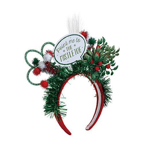 심 Me to Mistletoe LED 라이트 Up Adult’s 원 사이즈 폴리에스터 크리스마스 패션 헤드밴드