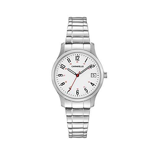 Caravelle Designed by Bulova Women’s 쿼츠시계 Stainless-Steel 스트랩, 실버, 15 (모델: 43M119)