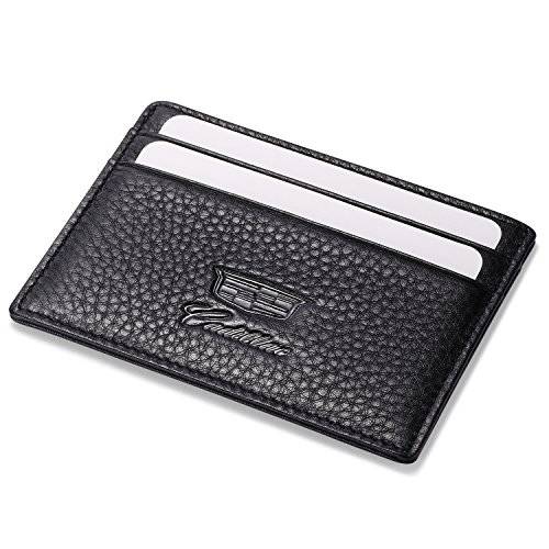 Cadillac Slim Card Wallet Black with 4 Credit Card Slots - Genuine Leather