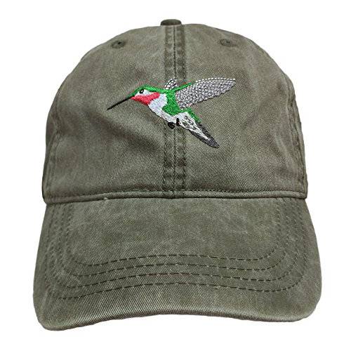 ECO Wear  자수 야생동물 Broad-Tailed Hummingbird 카키색옷천 야구모자