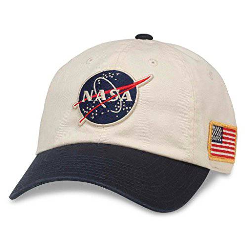 AMERICAN NEEDLE United 서투른사람 캐쥬얼 야구모자 아버지 모자, NASA, 아이보리/ 네이비 (43570A-NASA)