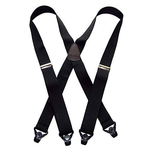 HoldUp Brand Classic Series Basic Black Suspenders with Black Gripper Clasp
