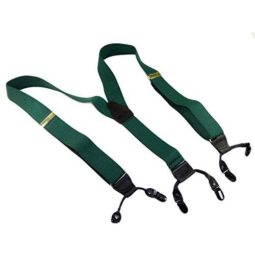 HoldUp Casual Series Irish Hunter Green Dual Clip Double-Up Style Men’s dressy Suspenders with Y-Back Crosspatch and dual no-slip clips