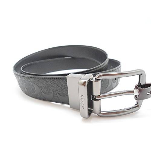 Coach Wide Signature Leather Reversible Belt Cut to Size F55157 Black