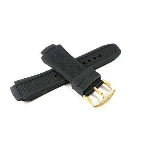 Swiss Legend 19MM Black Silicone Band Strap & Gold Stainless Buckle fits 53mm Neptune Watch