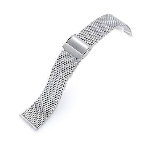 MiLTAT 20mm Classic Vintage Tapered Milanese Wire Mesh Band, Brushed