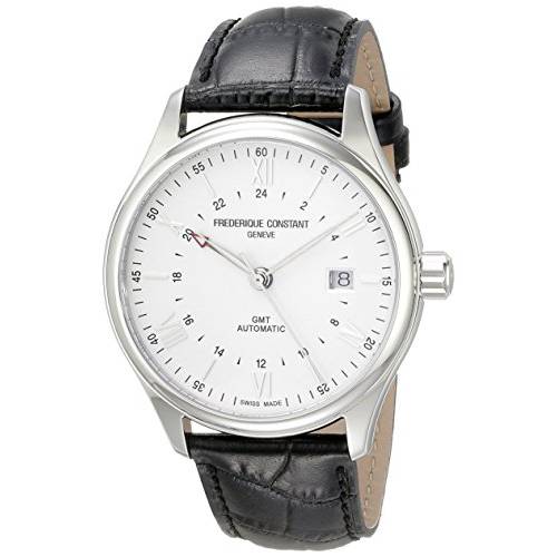 Frederique Constant Men’s ’Classics’ Swiss Automatic Stainless Steel and Leather Casual Watch, Color:Black (Model: FC350S5B6