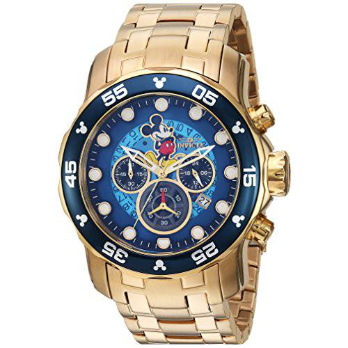 Invicta Men’s Disney Limited Edition Quartz Watch with Stainless-Steel Strap, Gold, 19 (Model: 23766
