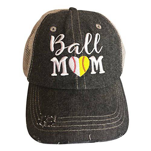 Cocomo Soul Embroidered Ball MOM Softball Mom Baseball Mom Mesh Trucker Style Hat Cap