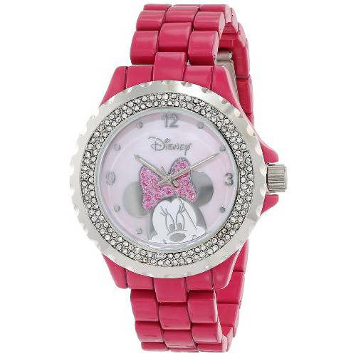 Disney Women’s 56270-1C 미니 마우스 핑크 에나멜 Sparkle 워치