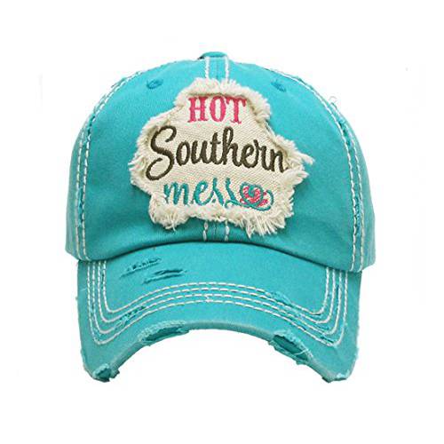 Kbethos Trading Women’s Hot Southern Mess Vintage Baseball Hat Cap (Turquoise)