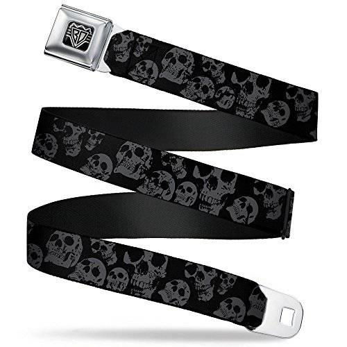Buckle-Down Unisex-Adult’s 안전벨트 벨트 XL, Skulls Stacked weathered 블랙/ 그레이 1.5 Wide-32-52 인치