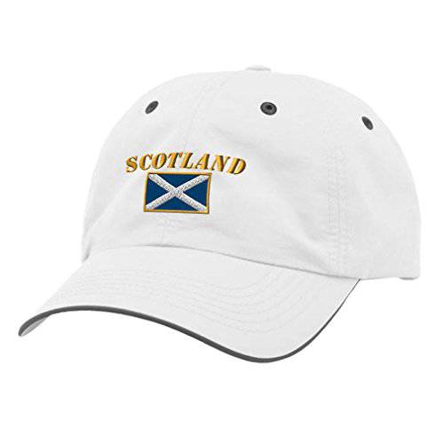 Speedy Pros Scotland 깃발 자수 디자인 Richardson 폴리에스터 발수성 캡 화이트/ 차콜, 숯