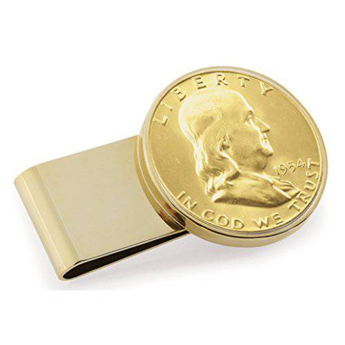 Gold-Layered 실버 프랭클린 1/2,하프 Dollar 스테인레스 스틸 동전 머니클립