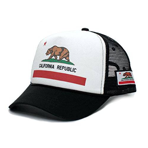 커스텀 캘리포니아 Republic State 깃발 Cali Unisex-Adult Trucker 모자 멀티