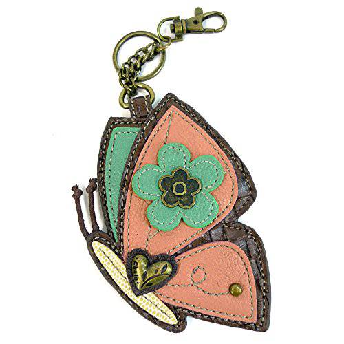 Chala 키 포브/ 동전 지갑 - 버터플라이,  핑크&  청록색