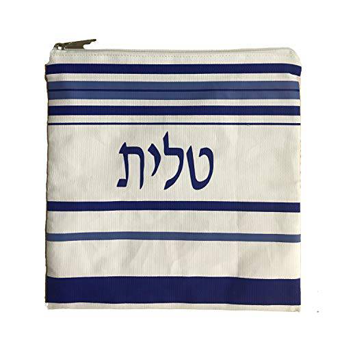 화이트 Tallit 백 블루 Stipes the WordTallit 인쇄 in Hebrew 10 x 10 Made to 호환 스탠다드 기도 숄.