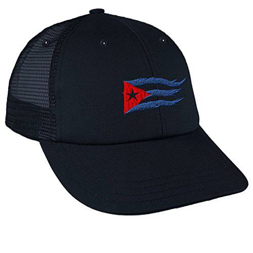 Speedy Pros Cuba Cuban 깃발 Flame 자수 디자인 로우 왕관 매쉬 골프 스냅백 모자 네이비