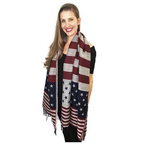 Shimmer Anna Shine USA 아메리칸 깃발 Patriotic 스카프