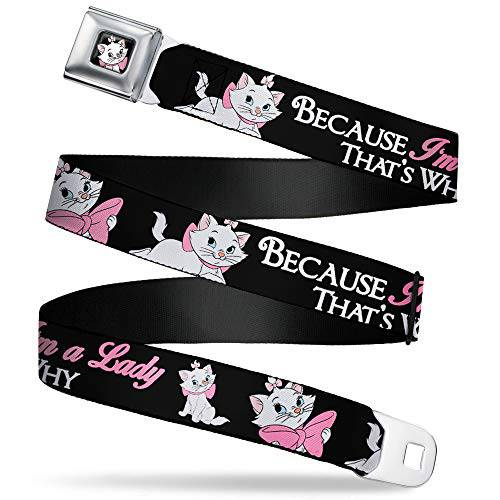 Buckle-Down Men’s 안전벨트 벨트 XL, Aristocats Marie 포즈 Because I’m a Lady That’s why 블랙/ 화이트/ 핑크, 1.5 Wide-32-52 인치