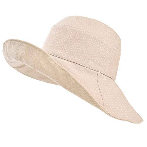 SOMALER  여자, 여성용, 우먼스 코튼 넓은챙 썬 모자 UPF50 UV 포장가능 비치 모자 섬머 버킷 캡 여행용
