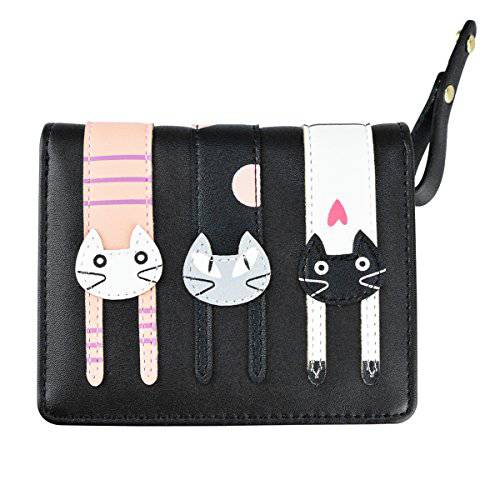 Girl’s 숏 귀여운 고양이 지갑, 버클 지퍼 카툰 지갑, 스몰 클러치 핸드백
