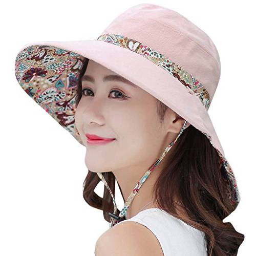 HINDAWI  썬 모자 여성용 포장가능 썬 모자 넓은챙 UV 프로텍트 비치 썬 캡