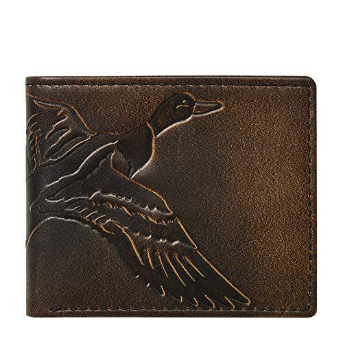 HOJ Co. DUCK Bifold-Premium Leather-Hand Burnished 남성용 Wallet-Duck Hunter 선물