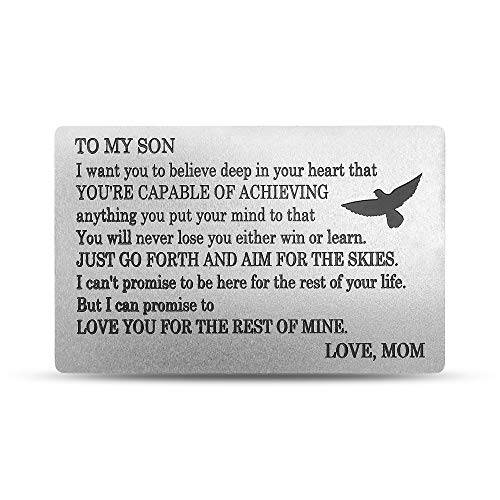 개인설정가능한 각인 스테인레스 스틸 지갑 카드 Son - 독특한 커스텀 Love 노트 메탈 카드 from Mom Mother 생일 졸업 크리스마스