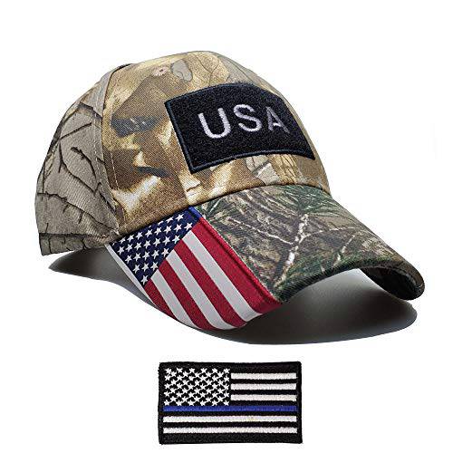 Donald Trump 2020, 블루 라인 Police and 아메리칸 깃발 카모 MAGA USA 벨크로 모자