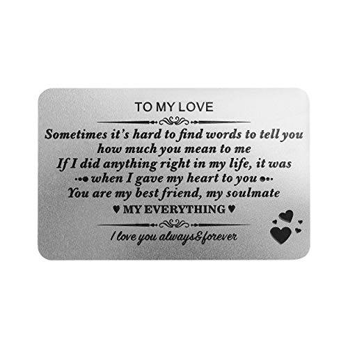 각인 지갑 카드 남성용 남자친구 남편 - 생일 크리스마스 발렌타인 기념일 - 개인설정가능한 커스텀 Love 메시지 카드 그를위한