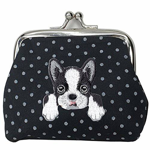 [ 보스턴 테리어 ] 귀여운 자수 강아지 강아지 버클 동전 지갑 지갑