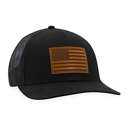 아메리칸 깃발 모자  가죽 아메리칸 깃발 Trucker 모자 야구모자 골프 스냅백 블랙