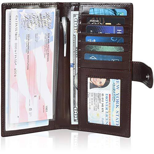 Valenchi -가죽 RFID 수표 커버 남성용 and Women-Duplicate 체크무늬 RFID 카드 스탠다드 레지스터 펜 인서트