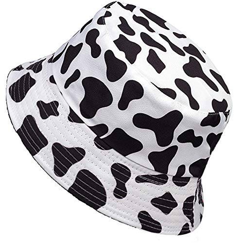 Cow 버킷 모자 양면 Sun-Hat - 동물 패턴 모자 섬머 캡