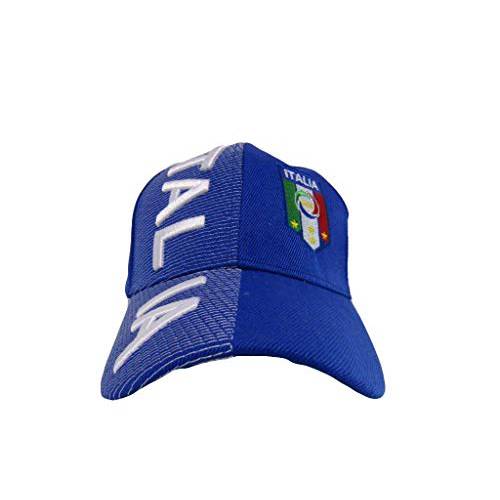 이탈리아 이탈리안 Italia 국가 블루 자수 글자 깃발 Crest 모자 캡 3D
