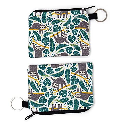 귀여운 동물 Sloth 동전 지갑 방수 미니 지갑 체인지 홀더 신용 카드 키 보관용가방 동전 Pouch(2Packs)