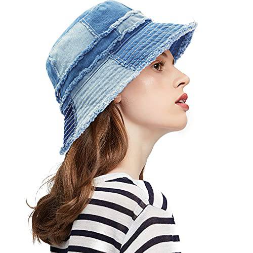 GuanGu 데님 버킷 모자 여성용, 골프 버킷 모자 미적, 포장가능 비치 썬 모자 여성용, 남성용 낚시 모자