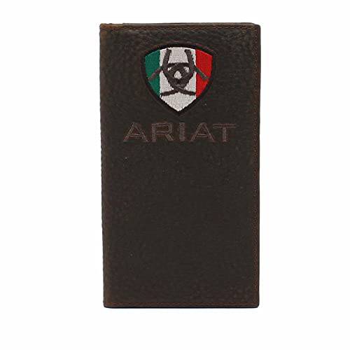Ariat Men’s Rodeo 지갑 멕시코원산지 깃발 로고, 브라운