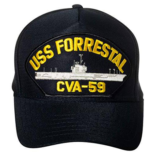 미국 네이비 USS Forrestal CVA-59 Supercarrier Ship 엠블렘, 앰블럼 패치 모자 네이비 블루 야구모자