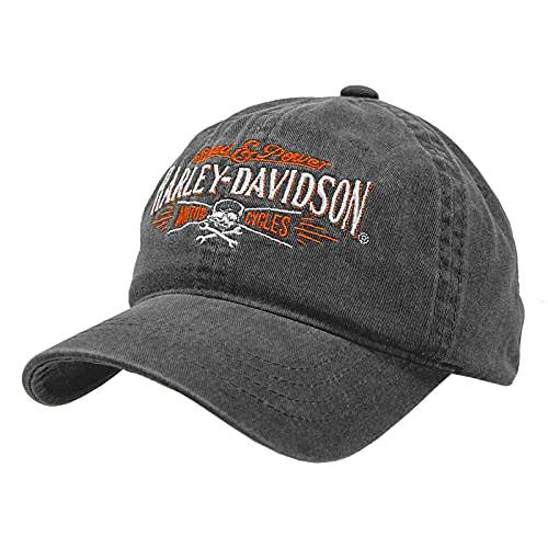 Harley-Davidson Men’s 빌런 조절가능 슬라이드 야구모자 - Washed 블랙