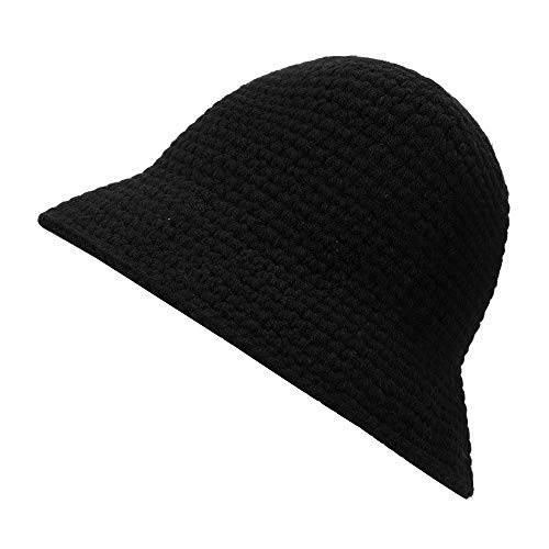 ZLYC 여성 겨울 버킷 모자 패션 니트 Cloche 모자 솔리드 컬러 따뜻한 크로셰뜨개질 캡