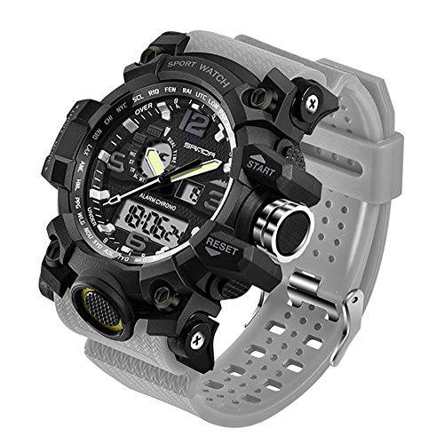 남성용 쿼츠 손목시계 듀얼 디스플레이 아날로그 디지털 LED 전자제품 시계 방수 G 스타일 밀리터리 스포츠 Male 시계