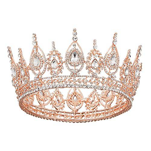 SWEETV 로얄 퀸 왕관, 웨딩 Tiara 신부, 큐빅 Tiaras and Crowns 여성용, 할로윈 Headpiece 생일 코스프레 파티 축하, 다양한컬러+ 골드