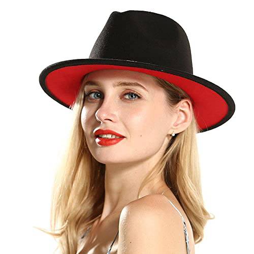 Two-Tone Wide-Brim-Panama-Fedora-Hats 남녀공용, 남녀 공용 클래식 Jazz-Hat