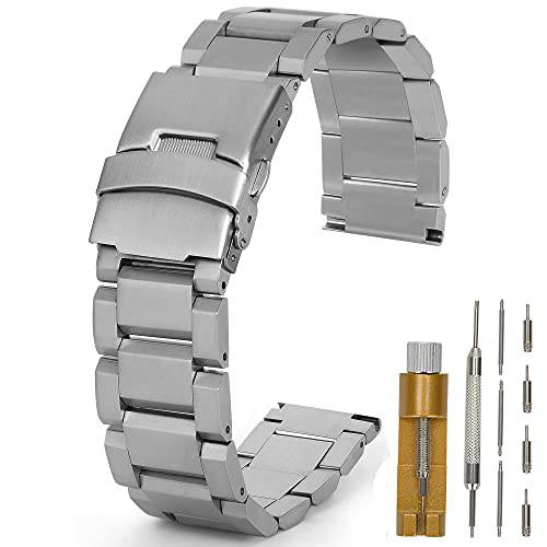 SADEL 20mm 22mm 시계줄 - 메탈 엑스트라 롱 시계줄S 남성용&  여성 - 솔리드 스테인레스 스틸 워치 스트랩 - 더블 걸쇠 시계줄S