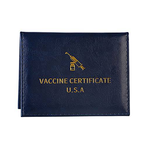 2 팩 Vaccine 카드 홀더 Vaccination 카드 보호 CDC 블랭크 Immunization LP레코드 카드 보호 Fits 4 X 3 인치 PU 가죽 문서 홀더 코로나 Vaccine 카드 케이스 홀더 지갑, 블루