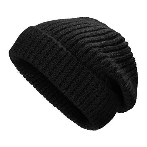 ZLYC 겨울 슬러치 비니 모자 따뜻한 리브드 니트 스트레치 해골 캡 여성용 남성용